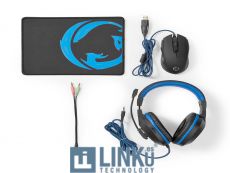 NEDIS KIT GAMING COMBO | 3 EN 1 | AURICULARES, RATÓN Y ALFOMBRILLA DE RATÓN | AZUL | NEGRO