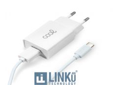 COOL CARGADOR RED /CONECTOR TIPO-C 2.1AMP / KIT 2 EN 1 BLANCO