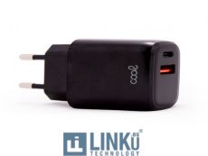 COOL CARGADOR RED  FAST CHARGER (PD) DUAL TIPO-C / USB  (20W) NEGRO