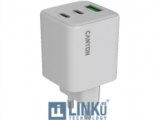 CANYON CARGADOR CU65ACC GAN 65W 2XPD USB-C 1XQC USB-A BLANCO