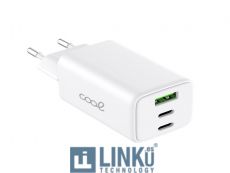 COOL CARGADOR RED UNIVERSAL ULTRA FAST PD PORT X3 (2X TIPO-C + 1X USB) (65W) GAN BLANCO